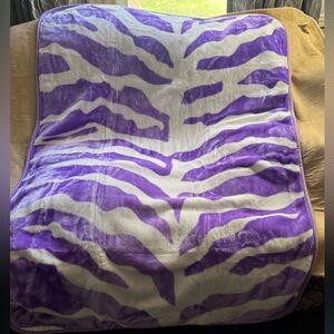 Purple and White Zebra Print Baby Blanket